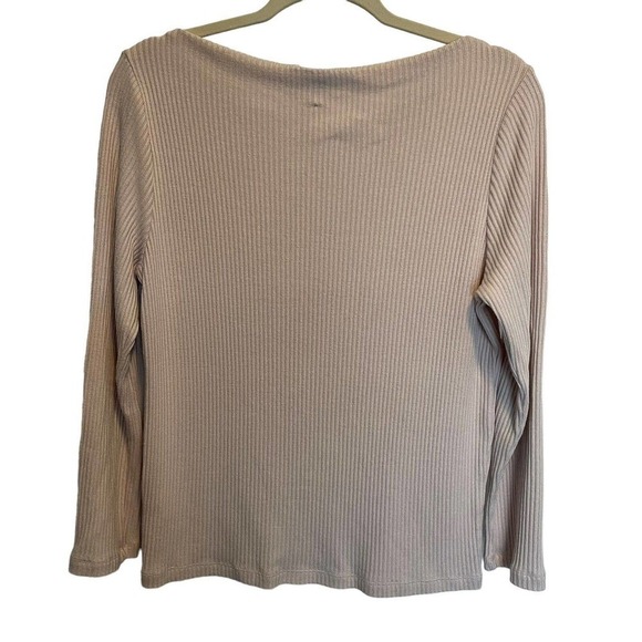 J. Crew Sweater Ribbed Bateau Neckline Beige Stretchy Women's Size Large - Picture 2 of 6